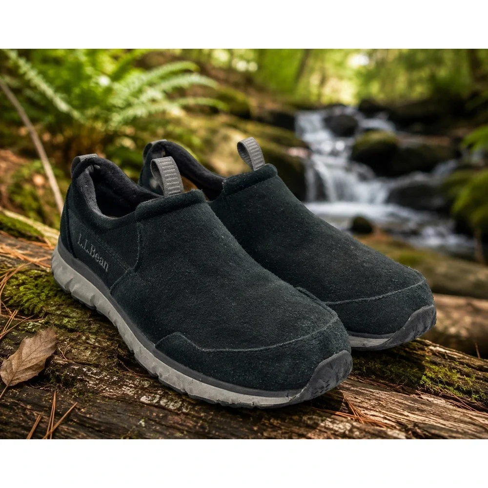 L.L.Bean Men's Black Suede Slip On Comfort Shoes Casual Walking Loafers Size 11